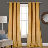 Ready Made Solid Velvet Grommet Single Curtain Panel