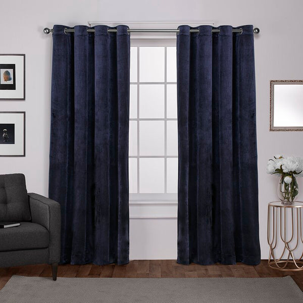 Ready Made Solid Velvet Grommet Single Curtain Panel