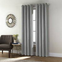 Ready Made Solid Linen Grommet Single Curtain Panel