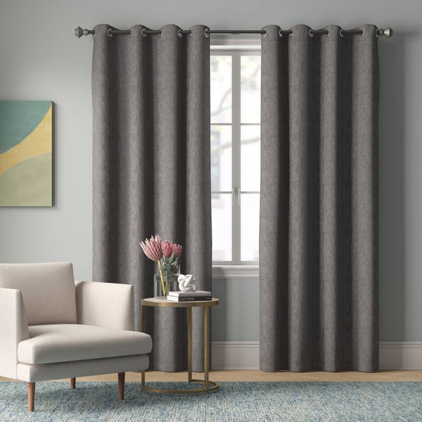 Ready Made Solid Linen Grommet Single Curtain Panel