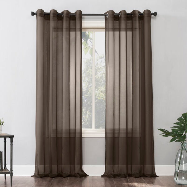 Ready Made Solid Sheer Grommet Single Curtain Panel YiWu Stock
