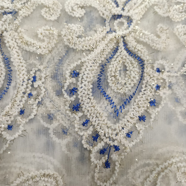 String embroidery with gold/silver thread embroidery sheer