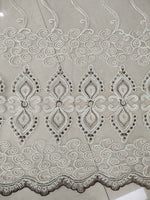 String embroidery with gold/silver thread embroidery sheer